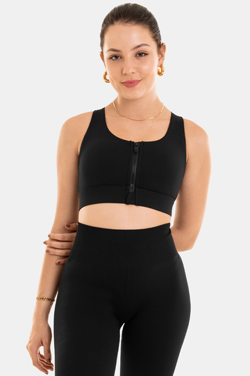 Bacon Active Sports Bra Zip Sports Bra // Black